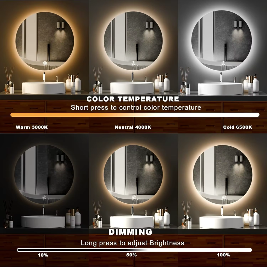 AURA HALO in warm, natural and cool white light, with touch dimming levels