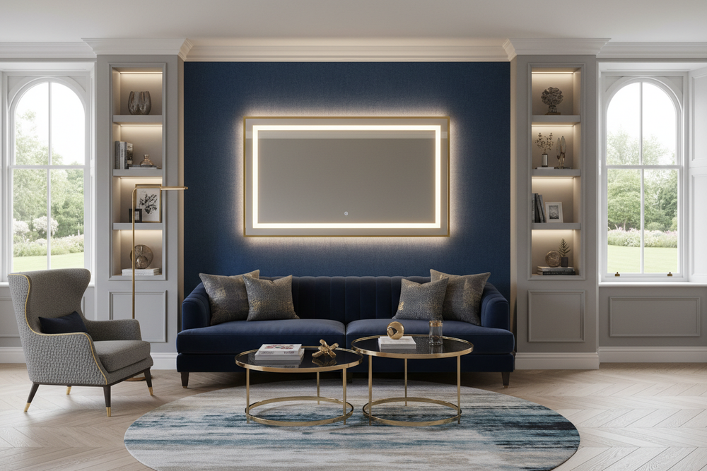 LED Mirror in luxury UK home interior living space